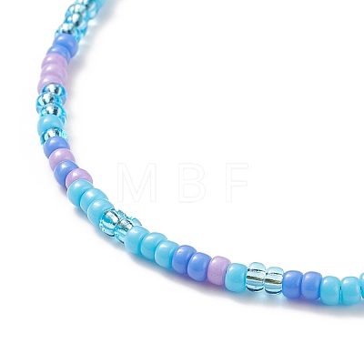 Glass Seed Beaded Necklace with 304 Stainless Steel Clasp for Women NJEW-JN04113-1