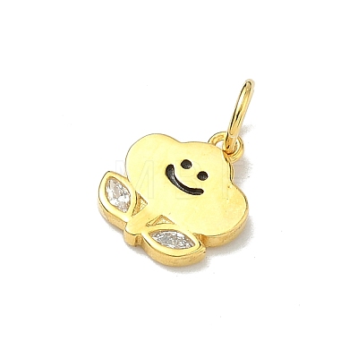 925 Sterling Silver Pave Clear Cubic Zirconia Smiling Face Cloud Flower Charms STER-A051-03G-1