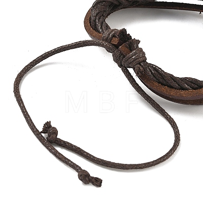 Adjustable Leather Cord Multi-Strand Bracelets BJEW-M169-06-1