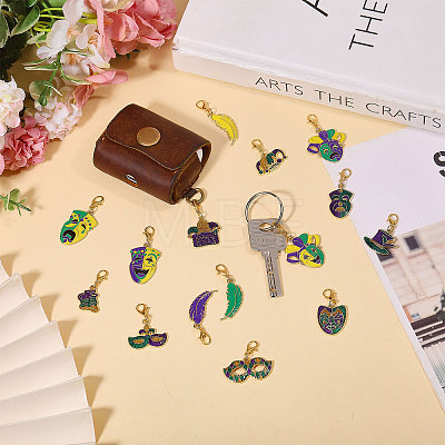 15Pcs Carnival Alloy Enamel Pendant Decorations HJEW-CA00095-1