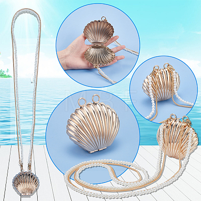   Natural Shell & Alloy Starfish Charm Bracelet & Bib Necklace & Adjustable Ring & Dangle Stud Earrings & Aligator Hair Clip & Mini Crossbody Bags SJEW-PH0001-11-1