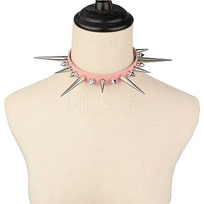 Gothic Style Alloy Spiked Rivet Imitation Leather Choker Necklaces FS-WGF47C0-03-1