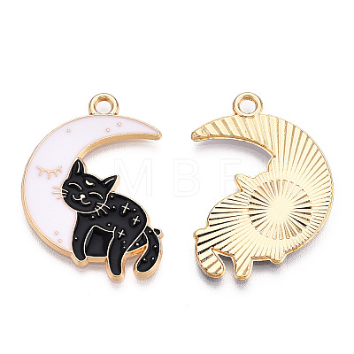 Light Gold Tone Alloy Enamel Pendants ENAM-N056-193-1