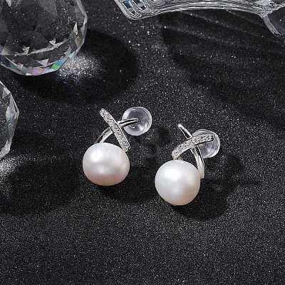 Natural Pearl Ear Studs EJEW-P286-20P-1