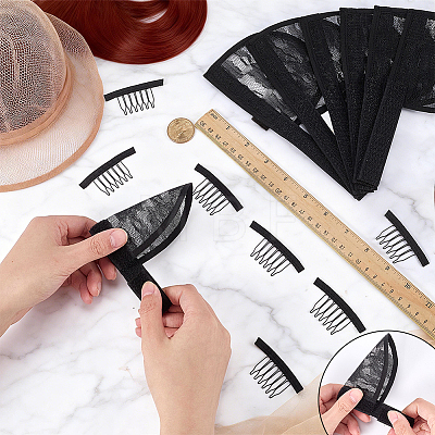 8Pcs Polyester Wig Ponytail Caps OHAR-WR0001-09-1