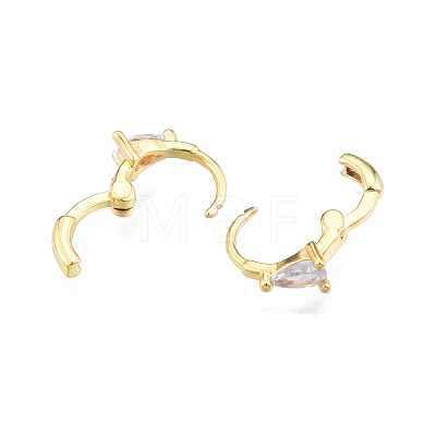 Clear Cubic Zirconia Teardrop Hoop Earrings EJEW-G322-02G-1
