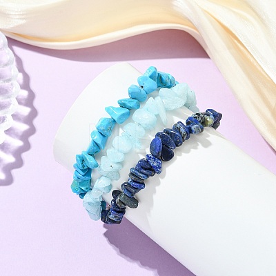 Natural & Synthetic Mixed Gemstone Chips Beaded Multi-strand Bracelets for Women BJEW-JB13986-02-1