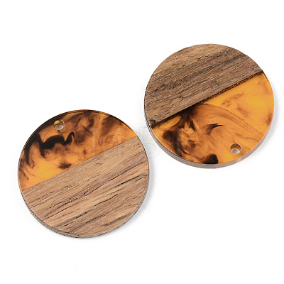 Resin & Walnut Wood Pendants X-RESI-S389-025A-A01-1