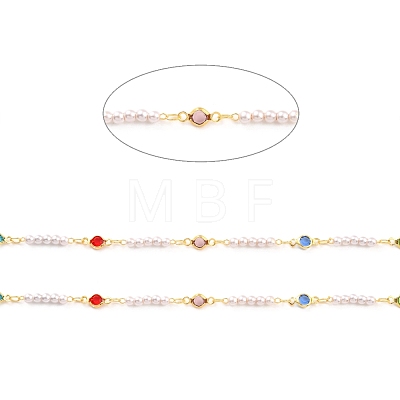 Handmade Brass Glass Flat Round Link Chains CHC-M022-01G-1