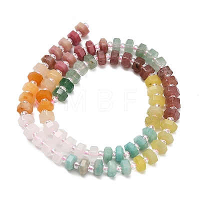 Natural Rhodonite & Yellow Aventurine & Rose Quartz & Amazonite & Lemon Jade & Strawberry Quartz & Green Aventurine Beads Strands G-G317-A01-3x6mm-1