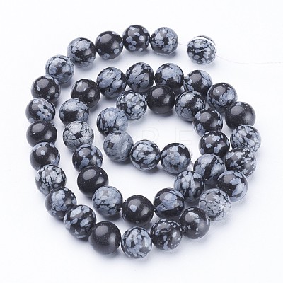 Natural Snowflake Obsidian Beads Strands X-GSR009-1