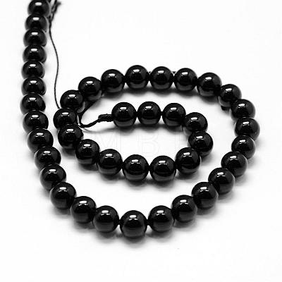 Natural Black Tourmaline Beads Strands G-P132-17-8mm-1