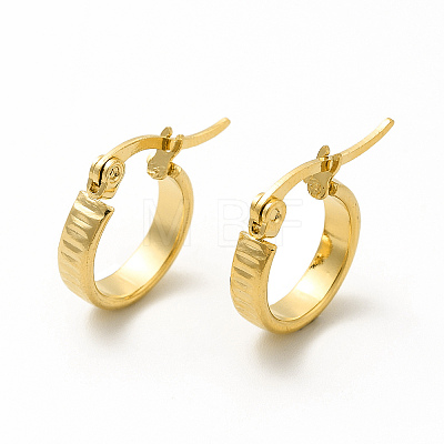 201 Stainless Steel Grooved Hoop Earrings with 304 Stainless Steel Pin for Women EJEW-M214-14D-G-1