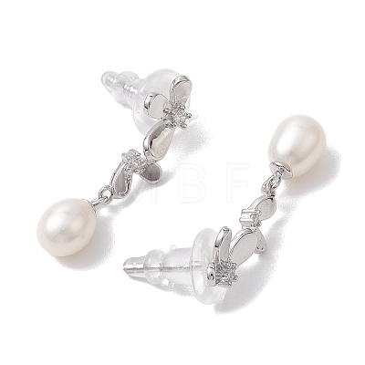 Natural Pearl Ear Studs EJEW-P286-05P-1