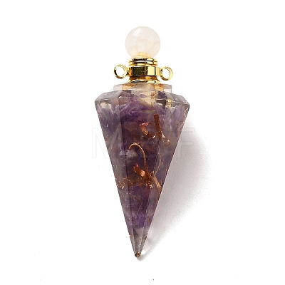 Natural & Synthetic Mixed Gemstone Perfume Bottle Pendants G-H285-01G-1