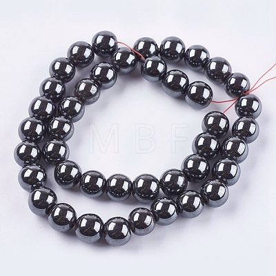 Non-magnetic Synthetic Hematite Bead Strands G-R193-19-10mm-1
