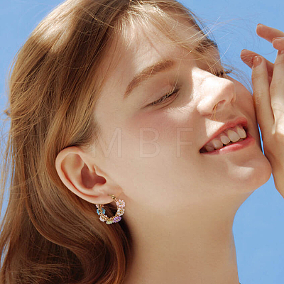 Bohemian Glass Braided Seed Beads Flower Hoop Earrings for Women CY3369-6-1