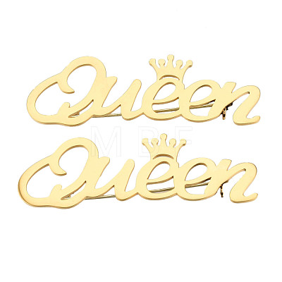201 Stainless Steel Word Queen with Crown Lapel Pin JEWB-N007-125G-1