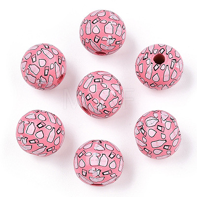 Printed Schima Wooden Beads WOOD-T021-108A-1