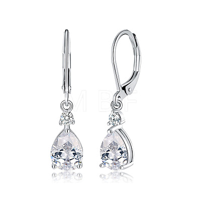 Brass Cubic Zirconia Dangle Earrings FS-WG32116-04-1