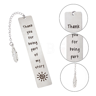 2Pcs 2 Style 201 Stainless Steel Bookmarks AJEW-CP0004-80A-1