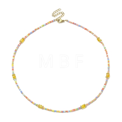 Natural Mixed Gemstone & Glass Seed Beaded Necklace NJEW-JN04425-1