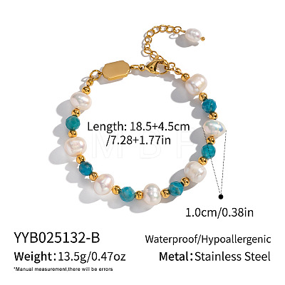 Natural Apatite & Freshwater Pearl Beaded Bracelets XA1464-2-1