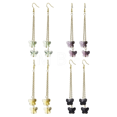 Butterfly Glass Dangle Earrings EJEW-JE05858-1