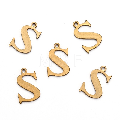 304 Stainless Steel Alphabet Charms STAS-H122-S-AB-1