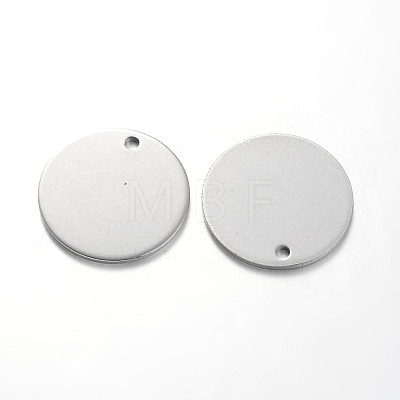 Flat Round Stainless Steel Blank Stapmping Tag Pendants STAS-L166-08-1