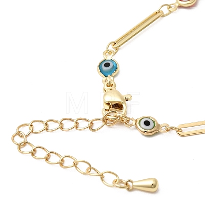 Brass Acrylic Colorful Evil Eye Link Chain Bracelet Making MAK-K024-18G-1