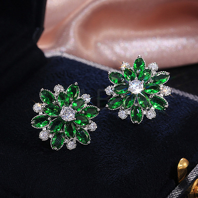 Brass Cubic Zirconia Stud Earrings WG5F7F0-04-1