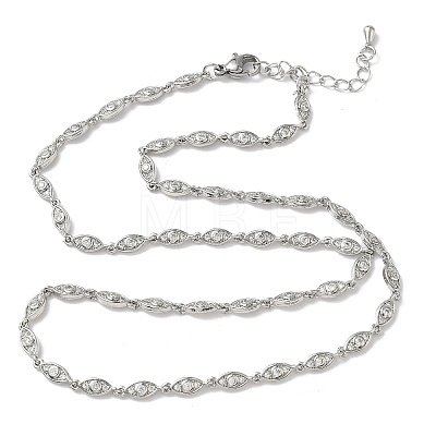 Brass Micro Pave Clear Cubic Zirconia Eye Link Chain Necklaces NJEW-G183-07P-1