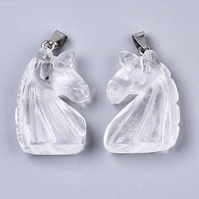 Carved Natural Quartz Crystal Pendants G-N0327-002M-1