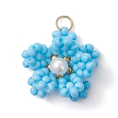 8Pcs Glass Seed Beaded Pendants PALLOY-MZ01246-1