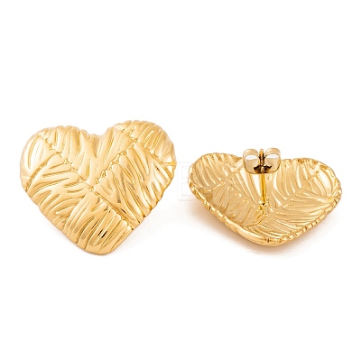 Ion Plating(IP) Heart 304 Stainless Steel Stud Earrings for Women EJEW-L272-033G-01-1