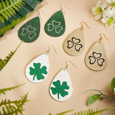 SUPERFINDINGS DIY 12Pairs Clover Style PU Leather Earring Making Kits DIY-FH0002-26-1