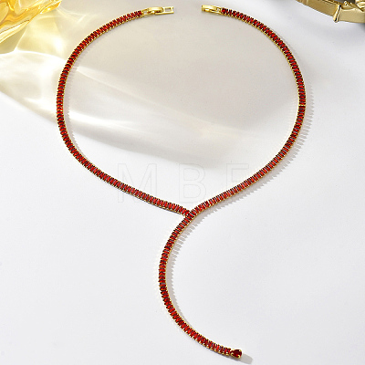 Simple Brass Pave Cubic Zirconia Geometric Tennis Y-shaped Necklaces for Women LN7822-1-1