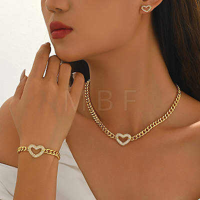Women's Alloy Cubic Zirconia Bracelets & Stud Earrings & Necklaces Sets JG1562-1
