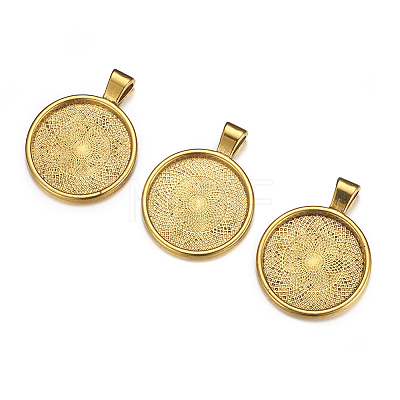 Flat Round Alloy Pendant Cabochon Settings LS-PALLOY-A15654-AG-NF-1