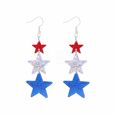 Independence Day Alloy Acrylic Dangle Earrings FS-WG49294-02-1