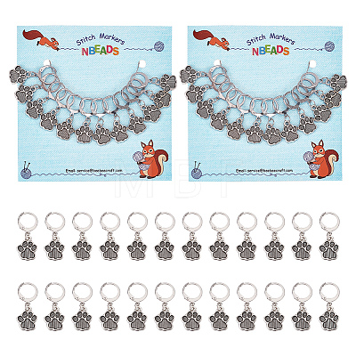 Alloy Paw Print Charm Locking Stitch Markers HJEW-PH01787-1