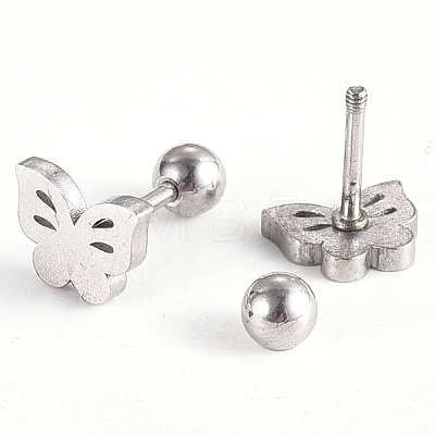 201 Stainless Steel Barbell Cartilage Earrings EJEW-R147-18-1