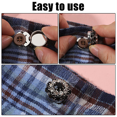 8Pcs Brass Rhinestone Cufflinks BUTT-GL0001-07B-1