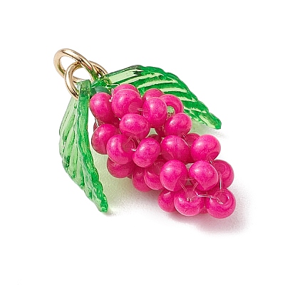 Glass Seed Beaded Grape Pendants PALLOY-MZ00467-1