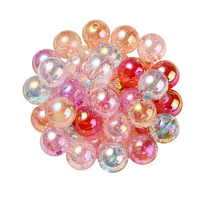 UV Plating Transparent Rainbow Iridescent Acrylic Beads X-TACR-D010-07-1