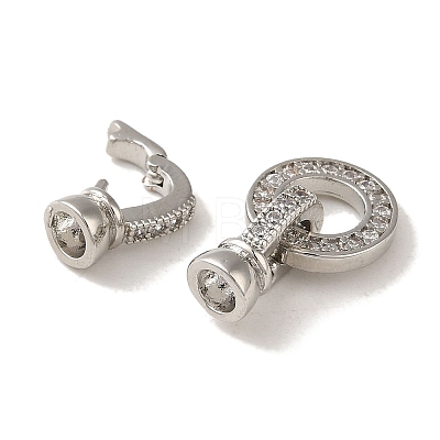 Rack Plating Brass Pave Clear Cubic Zirconia Fold Over Clasps KK-M285-10P-1