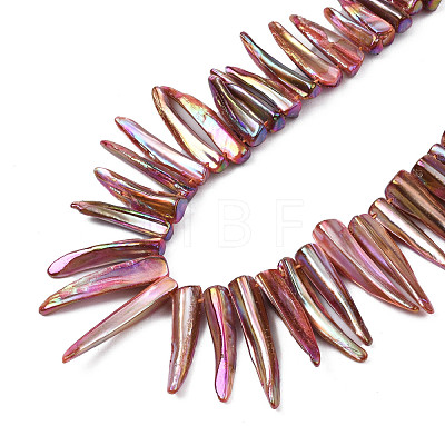 Electroplated Natural Freshwater Shell Beads SHEL-N026-197E-1