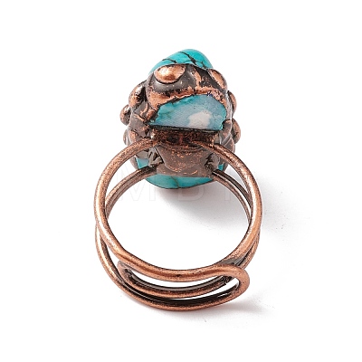 Synthetic Turquoise Irregular Nugget Open Cuff Ring RJEW-I082-05R-1