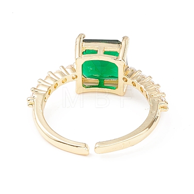 Green Cubic Zirconia Square Cuff Ring KK-D067-33G-RS-1